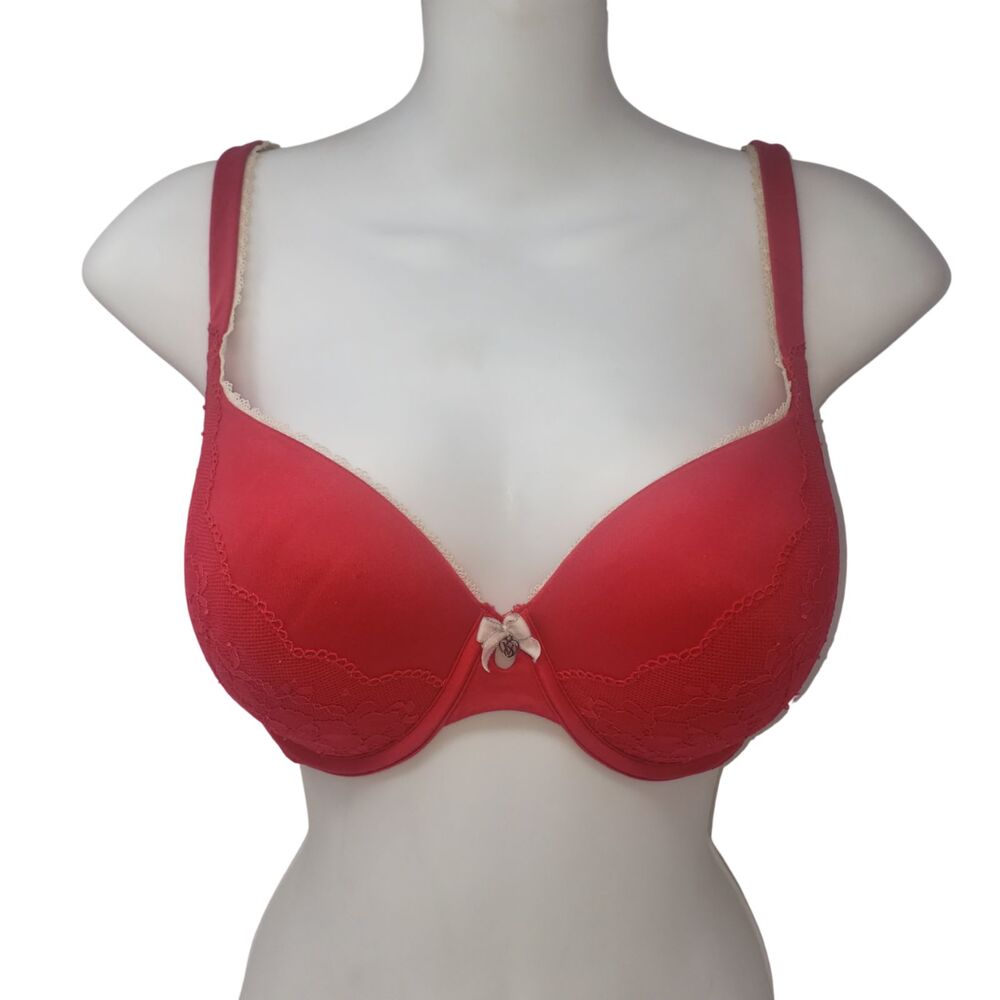 Victorias Secret Body By Victoria Perfect Coverage Red Lace Underwire Bra 36D